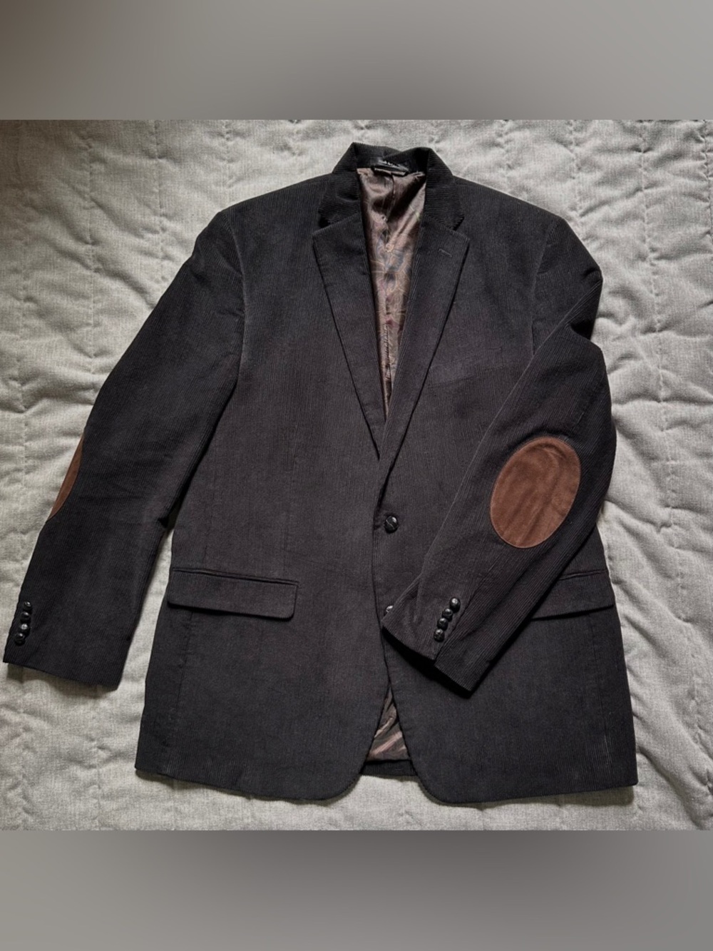 Lauren Ralph Lauren Dark Brown Blazer Elbow Patches Corduroy Cotton Men's 46L